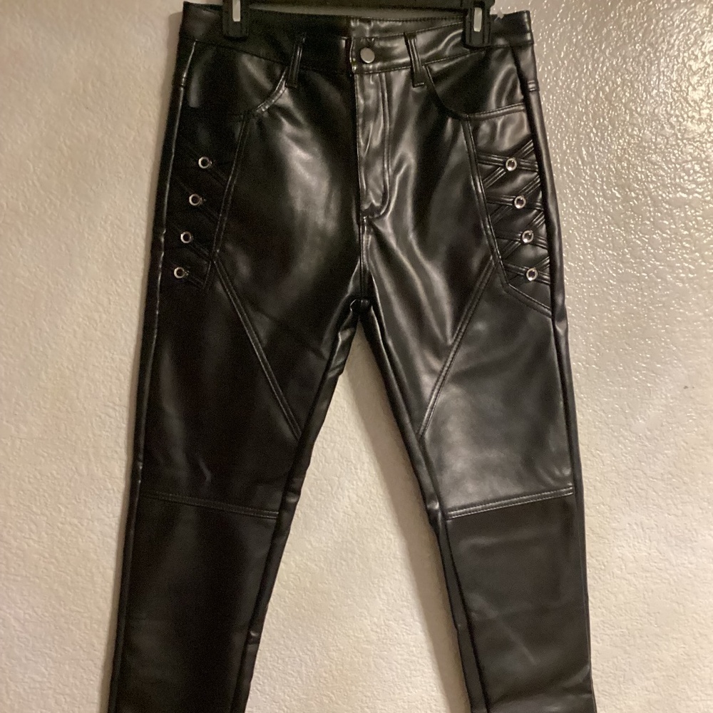 Idopy Black Pants Size 30 (M) Faux Leather
